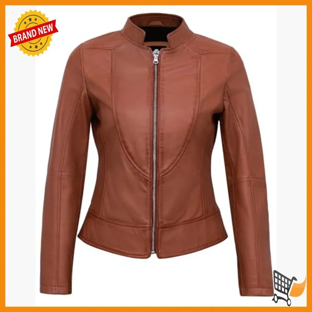Lambskin Leather Motorcycle Jacket Women's Regular Fit Biker Style